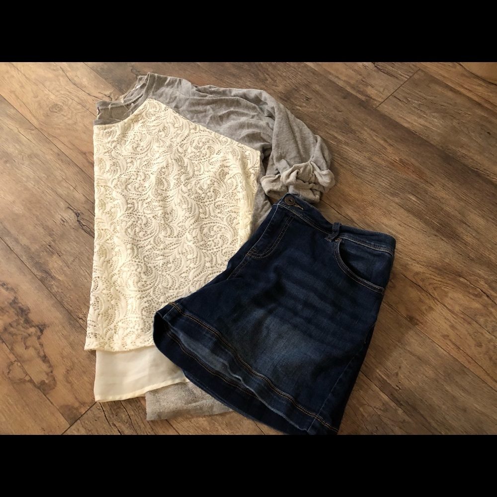 Lace & Sweatshirt Blouse